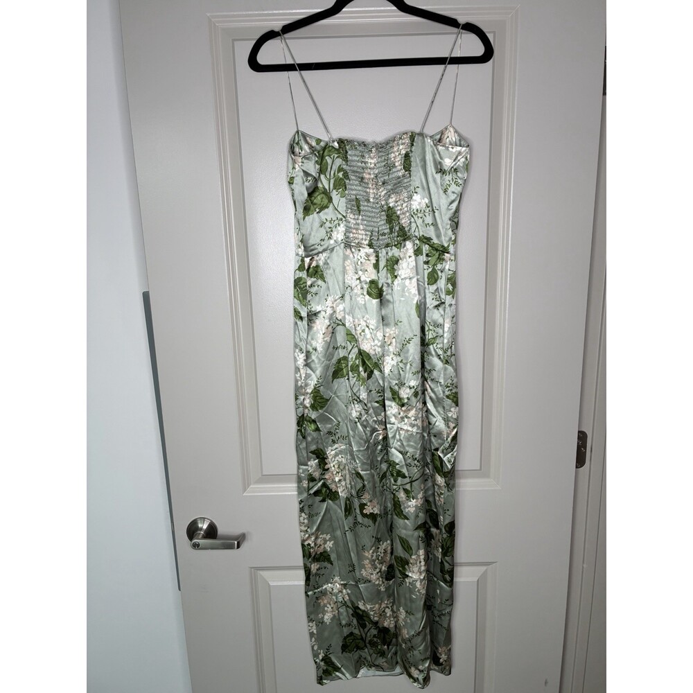 Reformation Frankie 100% Silk Midi Dress in Tea Part Green Size 6 Petite - Picture 5 of 7